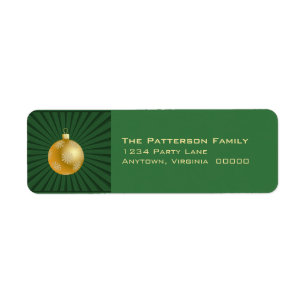 Starburst Stripes Ornament Address Labels, Green