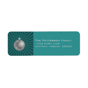 Starburst Stripes Ornament Address Labels, Teal