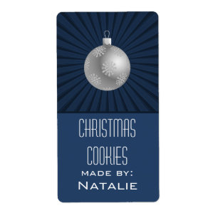 Starburst Stripes Ornament Baking Labels, Blue