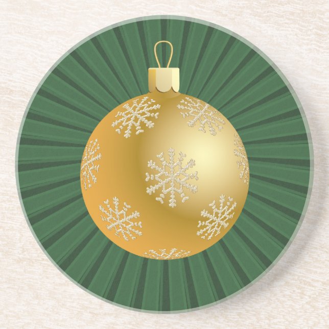 Starburst Stripes Ornament Coaster, Green Coaster (Front)