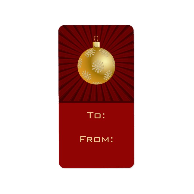 Starburst Stripes Ornament Gift Tag Labels, Red (Front)