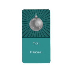 Starburst Stripes Ornament Gift Tag Labels, Teal