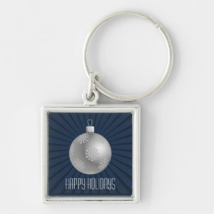 Starburst Stripes Ornament Keychain, Dark Blue Key Ring