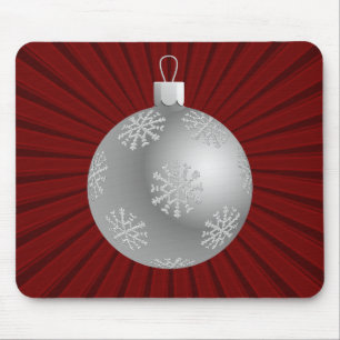 Starburst Stripes Ornament Mousepad, Dark Red Mouse Mat
