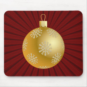 Starburst Stripes Ornament Mousepad, Red & Gold Mouse Mat