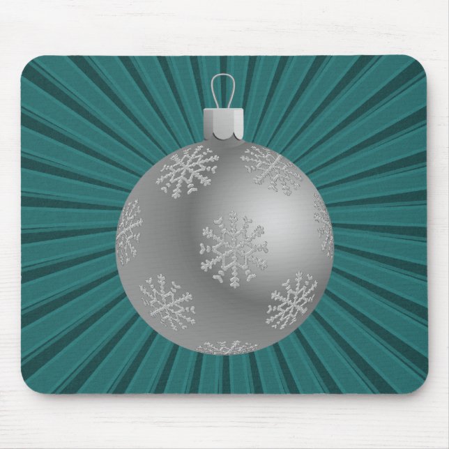 Starburst Stripes Ornament Mousepad, Teal Mouse Mat (Front)