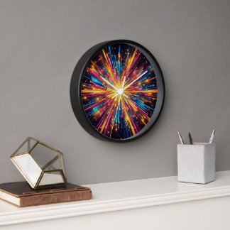 Starburst Wooden Black Frame Analogue Clock