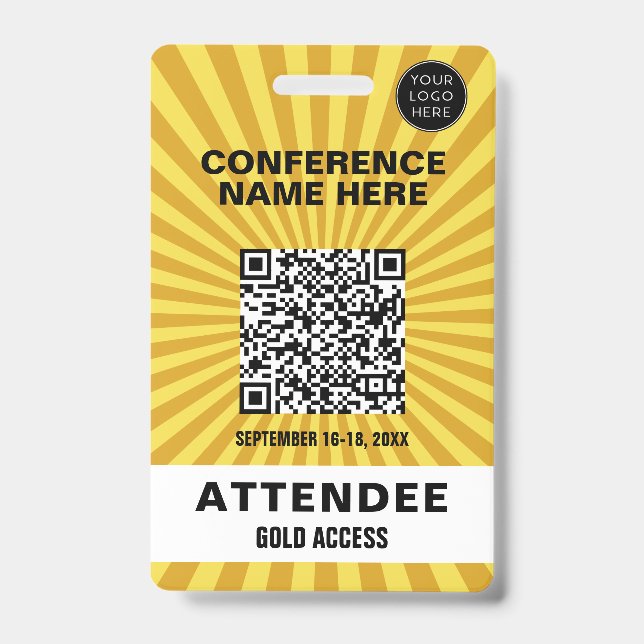 Starburst Yellow Conference Event Badge ID Badge (Front)