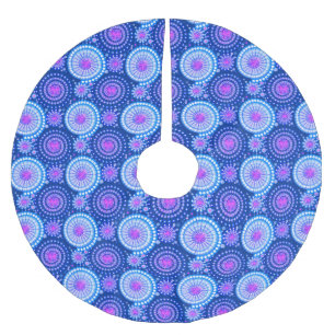 Starbursts and pinwheels, cobalt blue & white brushed polyester tree skirt