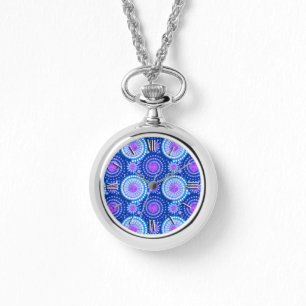 Starbursts and pinwheels, cobalt blue & white watch