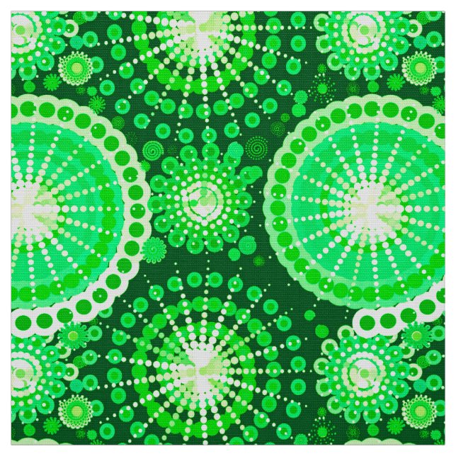 Starbursts and pinwheels, dark pine green fabric (Swatch)