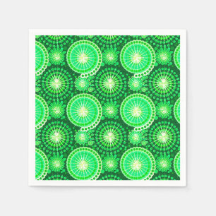 Starbursts and pinwheels, dark pine green napkin