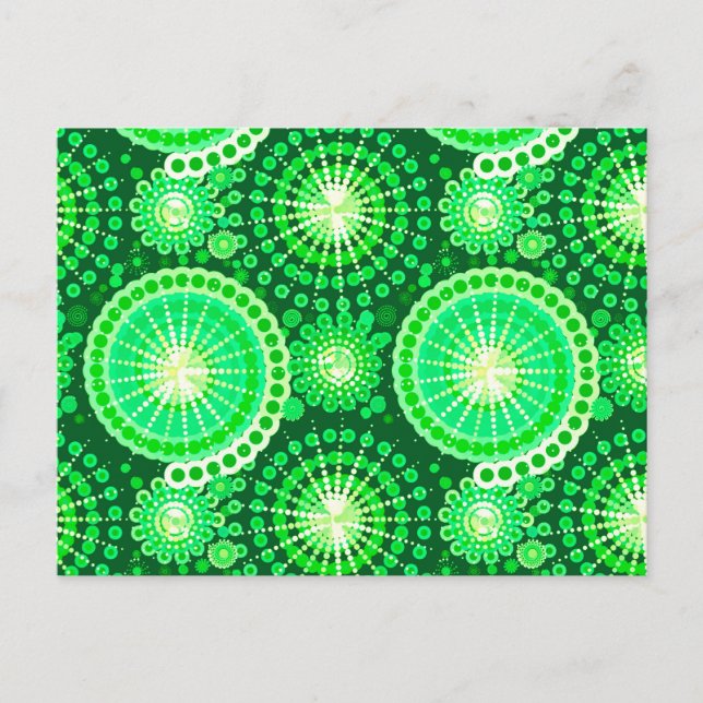 Starbursts and pinwheels, dark pine green postcard (Front)