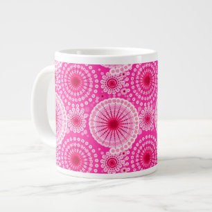 Starbursts and pinwheels, fuchsia pink & maroon large coffee mug