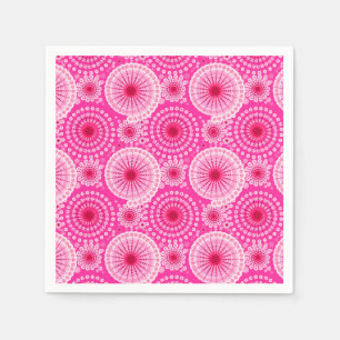 Starbursts and pinwheels, fuchsia pink & maroon napkin