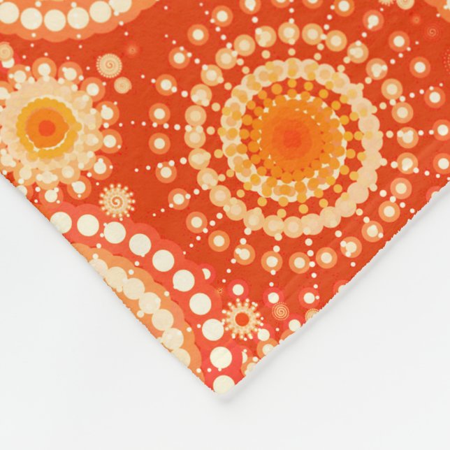 Starbursts and pinwheels, mandarin orange fleece blanket (Corner)