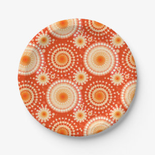 Starbursts and pinwheels, mandarin orange paper plate