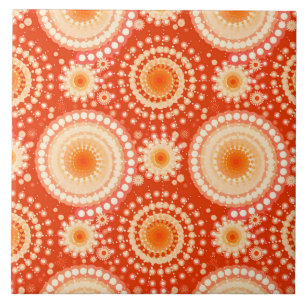 Starbursts and pinwheels, mandarin orange tile