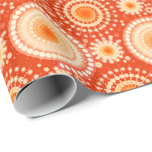 Starbursts and pinwheels, mandarin orange wrapping paper