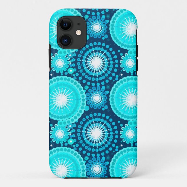 Starbursts and pinwheels, navy and turquoise Case-Mate iPhone case (Back)