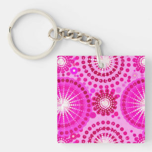 Starbursts and pinwheels, orchid and magenta key ring