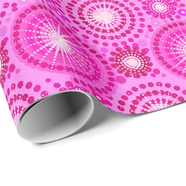 Starbursts and pinwheels, orchid and magenta wrapping paper (Roll Corner)
