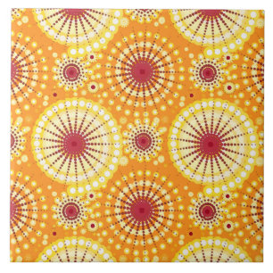 Starbursts and pinwheels, saffron and raisin tile