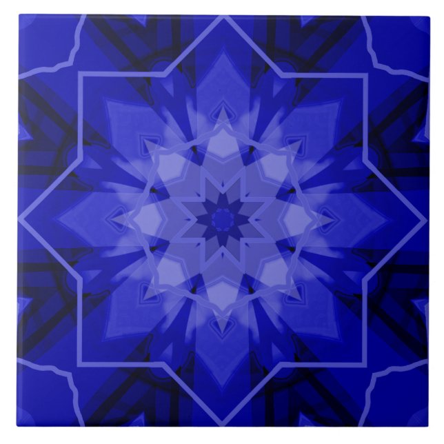 Starbursts out of the Gates Blue Ceramic Tile (Front)