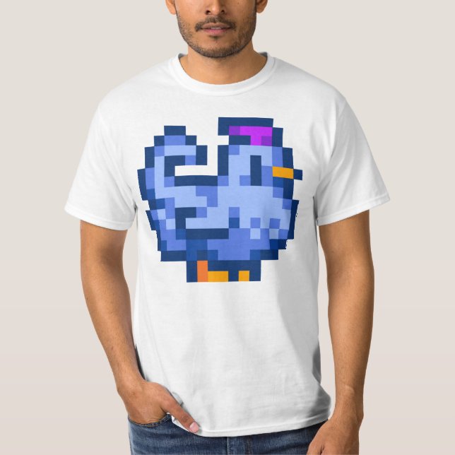 Stardew Valley Shane&x27;s Blue Chicken Sticker &a T-Shirt (Front)