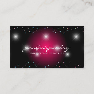 Stardust Bling Pink gems silver diamonds pearls Business Card