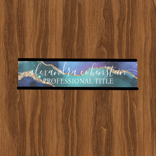 Stardust Blue Purple Marble Agate Office Door Sign (Creator Uploaded)