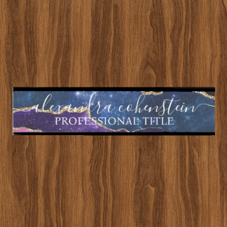 Stardust Blue Purple Marble Agate Office Door Sign