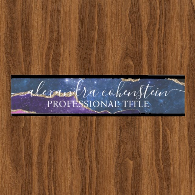 Stardust Blue Purple Marble Agate Office Door Sign (Creator Uploaded)