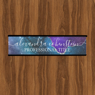 Stardust Blue Purple Marble Agate Office Door Sign
