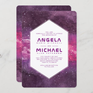 Stardust Cosmic Pink Wedding Invitation