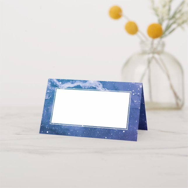 Stardust Cosmic Violet Wedding Place Card (Front)