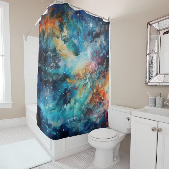 Stardust Galaxy Shower Curtain (In Situ)