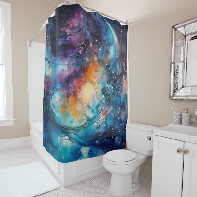 Stardust Galaxy Shower Curtain (In Situ)