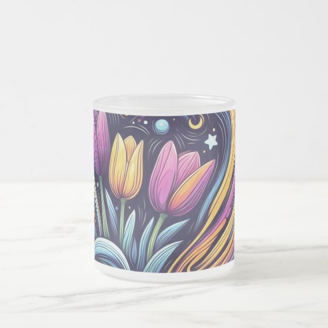 Stardust Garden Frosted Glass Coffee Mug (Center)