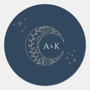 Stardust Monogram Wedding Classic Round Sticker