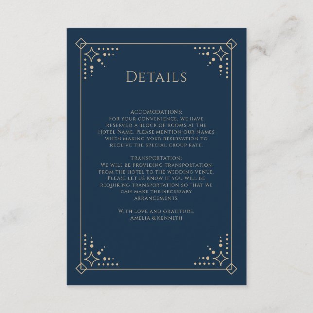 Stardust Monogram Wedding Enclosure Card (Front)