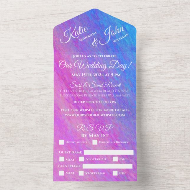 Stardust Sea-Wedding-Beach- All In One Invitation (Inside)