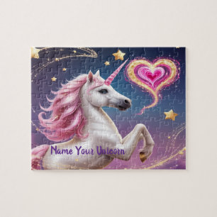 Stardust the Unicorn & Magical Glitter Heart Art Jigsaw Puzzle