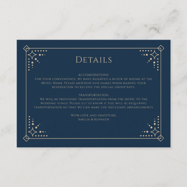 Stardust Wedding Enclosure Card (Front)