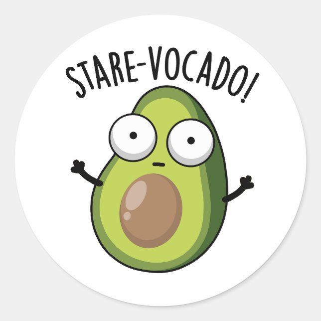 Stare-vocado Funny Avocado Pun  Classic Round Sticker (Front)