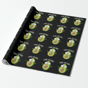 Stare-vocado Funny Avocado Pun Dark BG Wrapping Paper