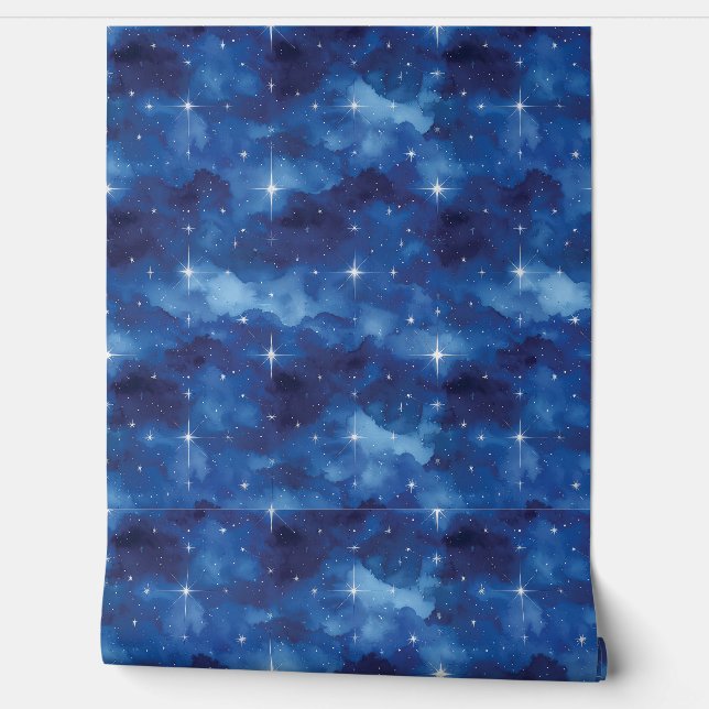 Starfall Sapphire Clouds Wallpaper Decor (Unrolling)