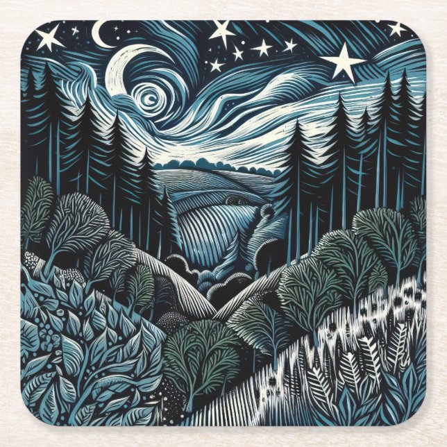 Starfall Square Paper Coaster (Front)