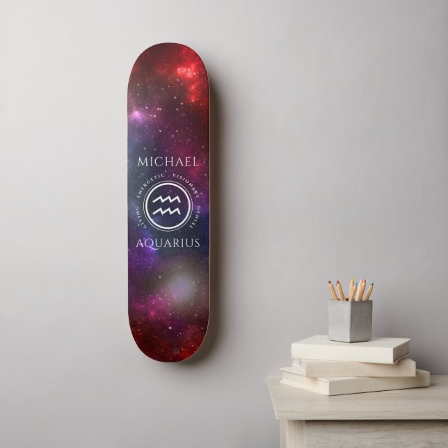 Starfield Aquarius Water Bearer Western Zodiac Skateboard (Wall Art)