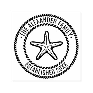 Starfish #2 Family Name Date Estd Rope Frame Self-inking Stamp